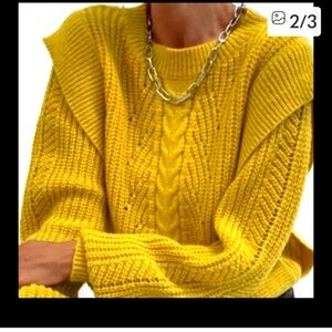 Yellow Cable Knit Women's Sweater